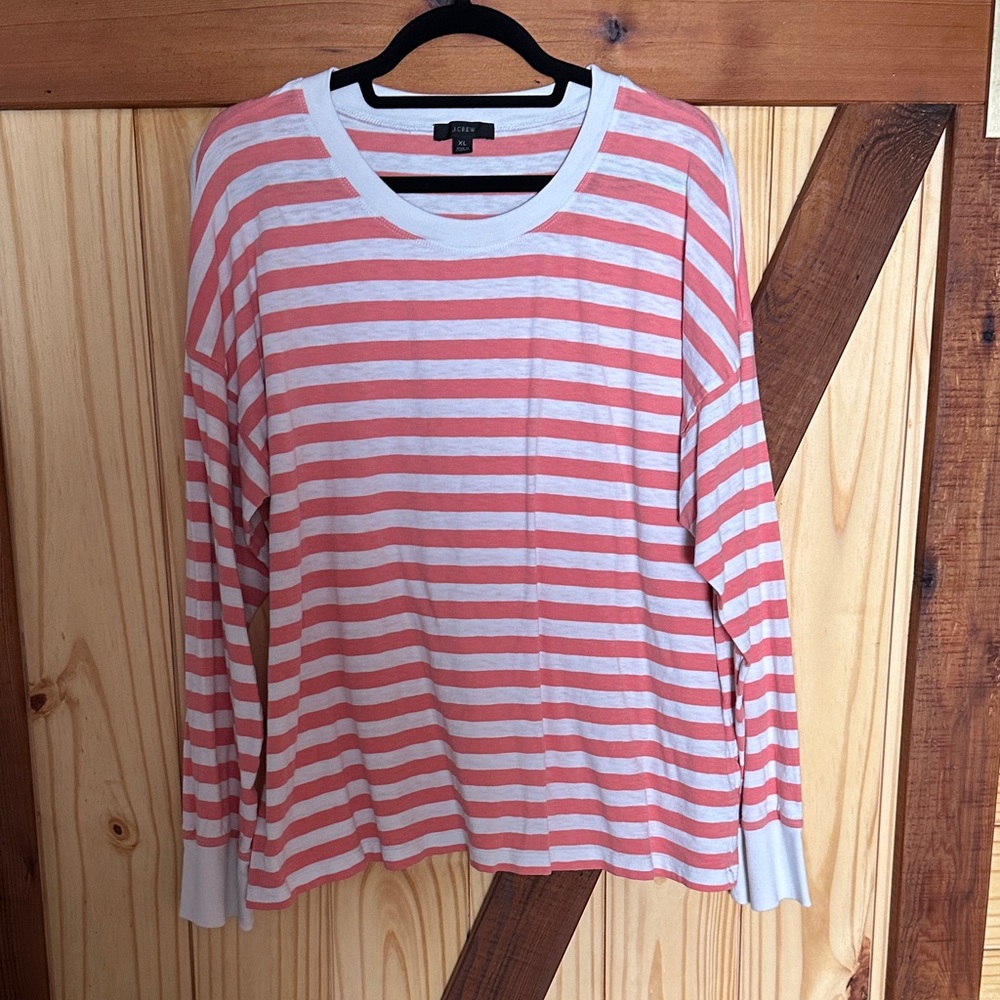 J. Crew Pink and White Striped Top